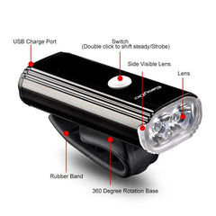 Easydo EL-1110 Dual XPG LED Headlight Alloy Housing 4400mAH Battery 1000Lumen 360 Degree Rotation Cycling Lighting Front Lantern - Pogo Cycles