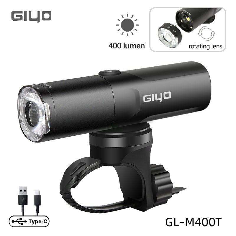 Giyo 400-1500LM Bicycle Front Lighting German Standard Headlamp Rotatable Lens USB Charge IP66 Waterproof Anti-Glare Bike Light - Pogo Cycles