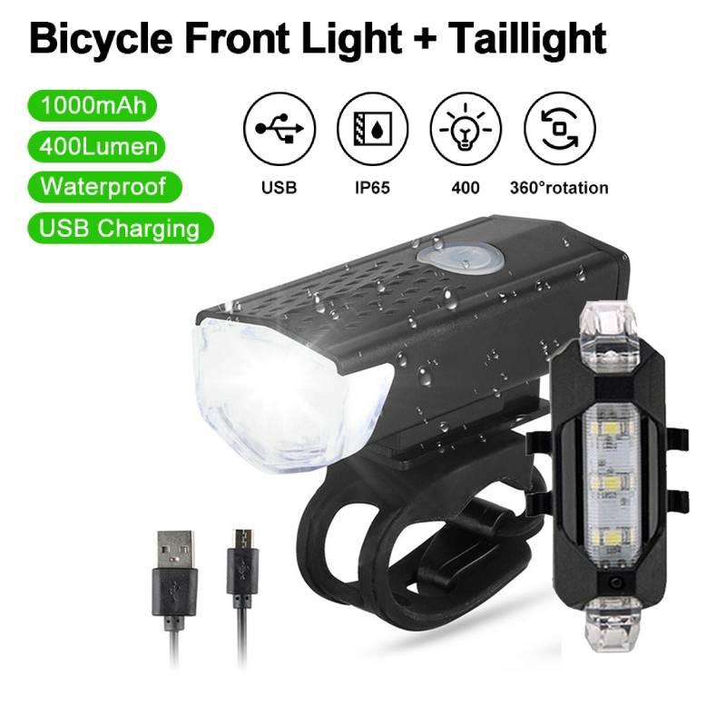 MTB Mountain Bicycle Lamp Bicycle Light Front Rear Taillight USB Rechargeable Waterproof MTB Bike Headlight Cycling Flashlight - Pogo Cycles