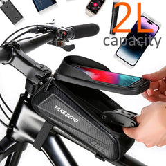 NEWBOLER Bike Bag 2L Frame Front Tube Cycling Bag Bicycle Waterproof Phone Case Holder 7.2Inches Touchscreen Bag Accessorie - Pogo Cycles