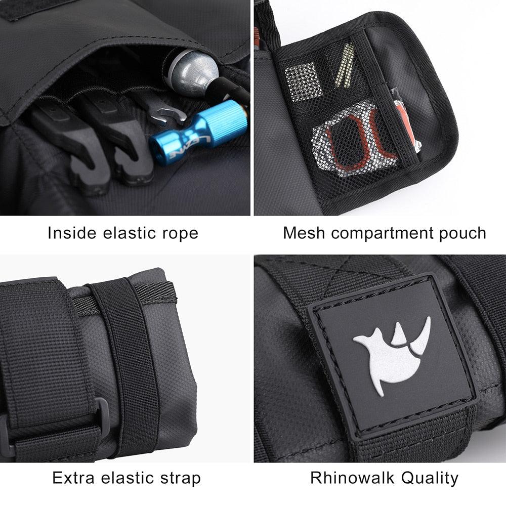 Rhinowalk Bicycle Bag Tool Bag Top Front Tube Frame Bag Burrito Pack Pouch Cycling Accessories Black MTB Bike Rear Tool Kits - Pogo Cycles