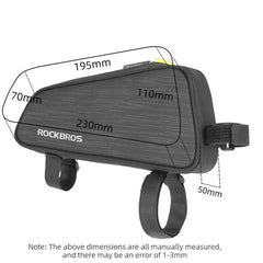 ROCKBROS Cycling Bike Bicycle Top Front Tube Bag Waterproof Frame Bag Big Capacity 1.1L MTB Bicycle Pannier Reflective - Pogo Cycles