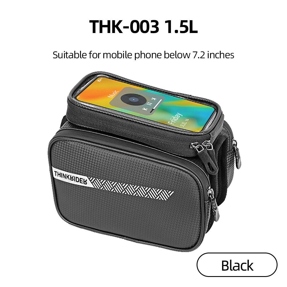 ThinkRider Bike Bag 2L Frame Front Tube Cycling Bag Bicycle Waterproof Phone Case Holder 7 Inches Touchscreen Bag Accessories - Pogo Cycles