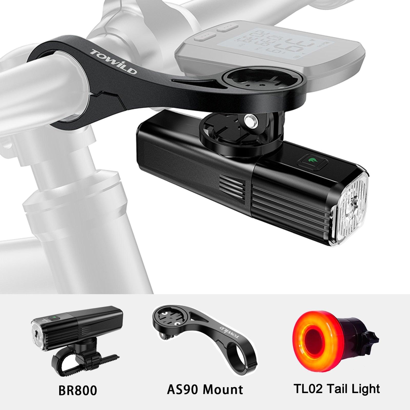 TOWILD BR800 Bike Light with Tail Light USB Rechargeable LED MTB Front Lamp Headlight Aluminum Flashlight Bicycle Light - Pogo Cycles