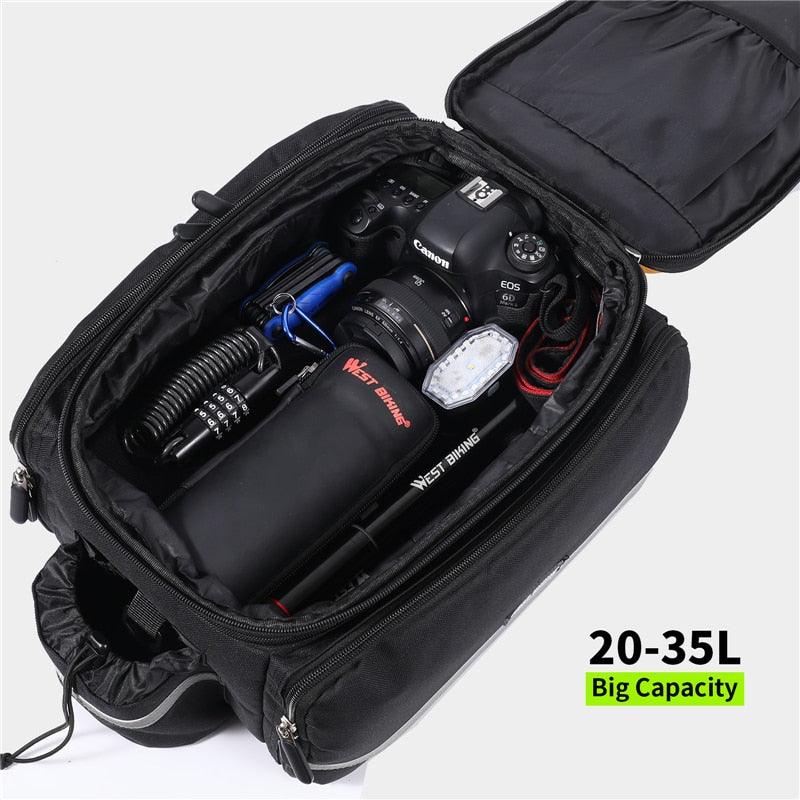 WEST BIKING 3 In 1 Waterproof Bicycle Trunk Bag MTB Road Bike Bag Large Capacity Travel Luggage Carrier Rear Seat Rack Panniers - Pogo Cycles