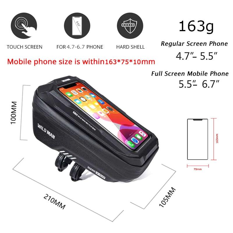 WILD MAN Bicycle Bag 5.5-6.6 Inch Phone Bag Waterproof Front Frame Bag Sensitive Touch Screen MTB Bag Road Bike Accessories - Pogo Cycles