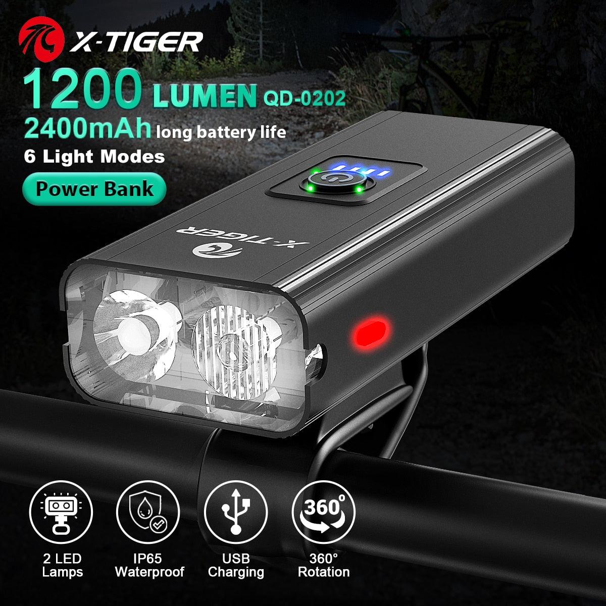 X-TIGER Bicycle Light Rainproof USB Charging LED Cycling Lights Front Lamp Headlight Aluminum Ultralight Flashlight Bike Light - Pogo Cycles